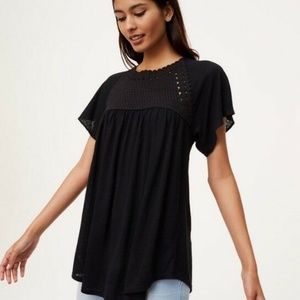 LOFT Crochet Flutter Sleeve Babydoll Top XXSP
